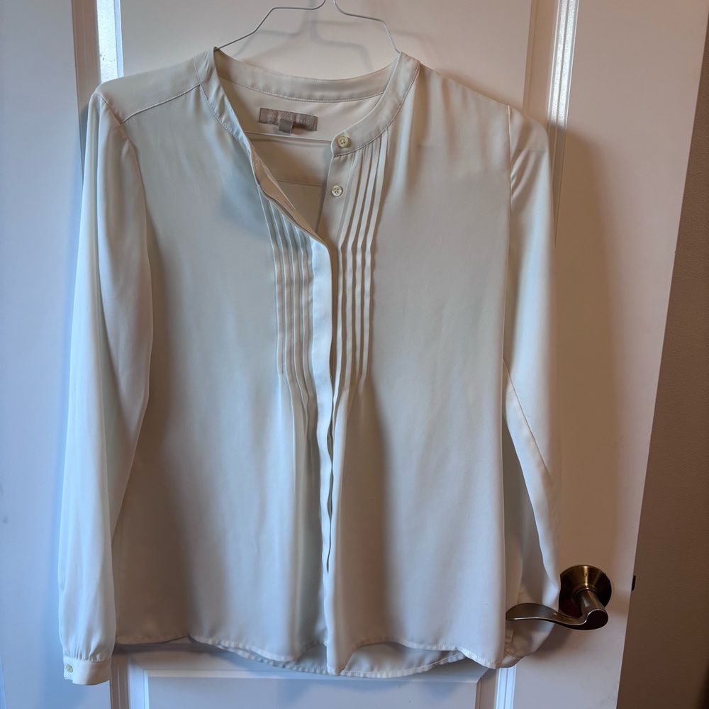 Banana Republic Cream Blouse with Pleated Front